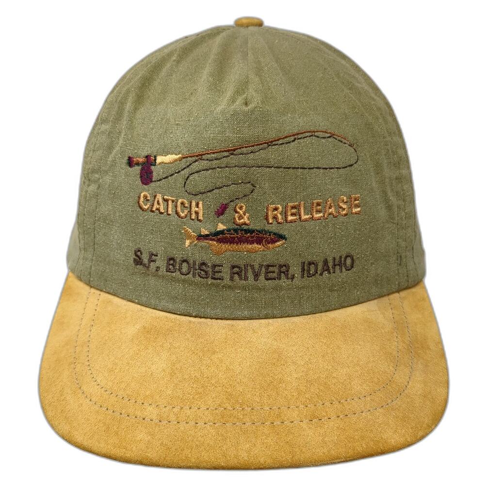 Impressions 5 Panel Green One Size Catch Release Boise River Idaho Fishing Hat